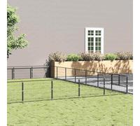 Chenil noir 49 m² - Construction en acier avec grillage - Parois grillagées pour la ventilation et la sécurité - Grande cage robuste avec porte verrouillable - Durable