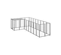 Chenil Noir 6,05 m² Acier Enclos pour Chiots Cage Chiens Extérieur 3082225