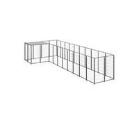 Chenil Noir 25,41 m² Acier Enclos pour Chiots Cage Chiens Extérieur vidaXL