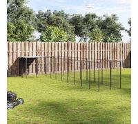 Chenil Noir 7,26 m² Acier | Toit Polyéthylène Résistant Eau, Porte Verrouillable, Enclos Jeu Extérieur Chien