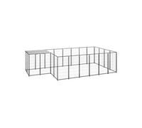 Chenil Noir 8,47 m² Acier Enclos pour Chiots Cage Chiens Extérieur vidaXL