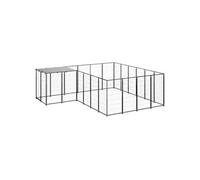Chenil Noir 22,99 m² Acier Enclos pour Chiots Cage Chiens Extérieur vidaXL