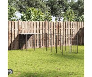 Chenil noir 8,47 m² - Construction en acier avec loquet verrouillable et toit étanche - Cage extérieure robuste pour chien avec une grande liberté de mouvement et une ventilation - 4