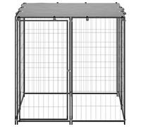 Chenil Noir en Acier 110x110x110 cm avec Toit résistant à l'eau et loquet verrouillable, Parc sécurisé pour Chien intérieur extérieur Jardin Camping, Structure Robuste et ventilée