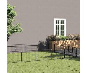 Chenil Noir en Acier Robuste 28 m² 700x400x70 cm Grande Cage pour Chien avec Porte verrouillable sécurité Ventilation intérieur extérieur Jardin