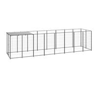 Chenil Noir en Acier Robuste 4,84 m² avec Toit résistant à l'eau et Porte verrouillable pour Chien, idéal pour extérieur, Jardin, Camping, Protection et Repos sécurisé