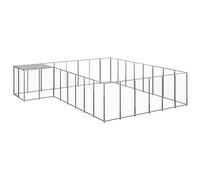 Chenil pour chien, 15,73 m², grande cage d'extérieur avec housse étanche, en acier robuste, pour le jardin, chenil sûr avec porte verrouillable