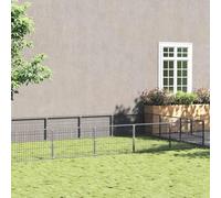 Chenil pour chien argenté 21 m² en acier, 700 x 300 x 70 cm, robuste pour chien et chiot, enclos extérieur sûr pour animaux de compagnie