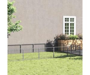 Chenil pour chien argenté 21 m² en acier, 700 x 300 x 70 cm, robuste pour chien et chiot, enclos extérieur sûr pour animaux de compagnie