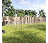 Chenil pour chien argenté 25,41 m² en acier, robuste avec toit de protection UV, 550 x 550 x 110 cm, grand enclos extérieur pour chiens