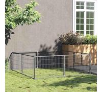 Chenil pour chien argenté 4 m² en acier, 200 x 200 x 70 cm, robuste pour chiens, chiots, enclos extérieur sûr