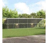 Chenil pour chien avec espace de rangement, 800 x 200 x 200 cm, en acier robuste, argenté, 4 pièces, pour chiens et chiots, idéal pour l'extérieur, durable