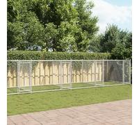 Chenil pour chien avec portes - Gris - 10 x 2 x 1,5 m - En acier galvanisé - Robuste - Pour chiens, chiots, animaux domestiques