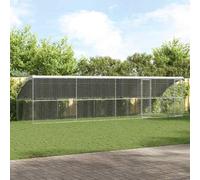 Chenil pour chien avec rangement, 800 x 200 x 200 cm, en acier robuste, argenté, 4 pièces, pour grands chiens, chiots et animaux domestiques, idéal pour l'extérieur