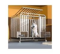 Chenil pour Chien Cage for Chien argentée à Double Porte avec roulettes for Petits Chiens, Cage d'intérieur Plus épaisse, adaptée aux jusqu'à 27 kg