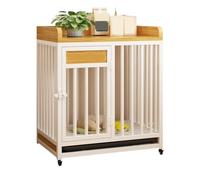 Chenil pour Chien Cage for Chien Blanche/Noire for Animaux de Compagnie, Petite et Moyenne Taille, avec bac à litière, épaisse renforcée(Blanc)