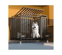 Chenil pour Chien Cage for Chien Noire à Double Porte avec roulettes for Grands Chiens. d'intérieur for Animaux de Compagnie Plus épaisse, adaptée aux Moins 45 kg