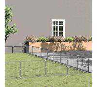 Chenil pour chien en acier 100 m² argenté avec porte verrouillable et parois grillagées pour la ventilation et la sécurité - Cage extérieure robuste et résistante