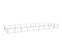 Chenil pour chien en acier 27 m² argenté avec parois grillagées et porte verrouillable pour la sécurité et la ventilation
