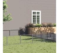Chenil pour chien en acier 35 m² argenté avec parois grillagées et porte verrouillable pour la sécurité et la ventilation, construction robuste pour le logement du chien