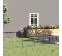 Chenil pour chien en acier 60 m² argenté avec porte verrouillable, grande cage avec grillage grillagé pour la ventilation et la sécurité, construction robuste