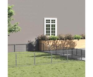 Chenil pour chien en acier 60 m² argenté avec porte verrouillable, grande cage avec grillage grillagé pour la ventilation et la sécurité, construction robuste