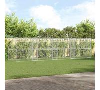 Chenil pour chien en acier avec rangement 4 pièces argenté 8 x 2 x 2 m pour l'extérieur, construction robuste avec toit d'aération et système de verrouillage sécurisé, résistant aux intempéries