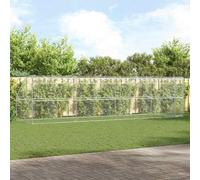 Chenil pour chien en acier galvanisé avec 4 pièces, argenté, 8 x 2 x 2 m, toit grillagé robuste pour la ventilation et serrure de sécurité ergonomique, cage extérieure résistante aux intempéries