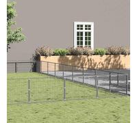 Chenil pour chien en acier robuste avec surface de 81 m² et revêtement en maille argentée pour une ventilation et une sécurité optimales avec porte verrouillable