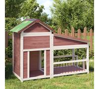 Chenil pour chien, enclos pour chiots, enclos pour animaux de compagnie, niche pour chien, moka, 143 x 60,5 x 109 cm, bois de pin massif pour chat, chiot, petits animaux domestiques, lapins