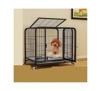 Chenil pour Chien Niche for Petit Chien avec Plaque de Base coulissante en Acier Noir/Blanc(Noir)
