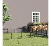 Chenil pour chien noir 36 m² - En acier robuste - Pour chiens, chiots et animaux domestiques - Grand enclos extérieur avec porte sécurisée - 900 x 400 x 70 cm