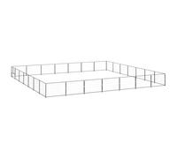 Chenil pour chien noir 49 m² chenil extérieur en acier robuste - Grand enclos pour animaux de compagnie - Enclos sûr pour chiots avec porte