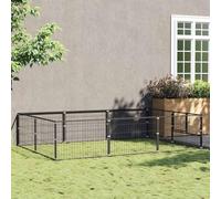 Chenil pour chien noir 6 m² en acier robuste pour chiots - 300 x 200 x 70 cm - Cage pour animaux de compagnie avec porte verrouillable - Grand enclos extérieur