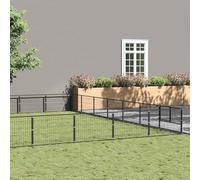 Chenil pour chien noir 63 m² en acier, 900 x 700 x 70 cm, parc robuste pour chiens et chiots, enclos extérieur sûr pour animaux de compagnie