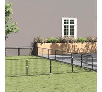 Chenil pour chien noir 64 m² en acier, 800 x 800 x 70 cm, robuste pour chien, chiot, animal de compagnie, extérieur sûr