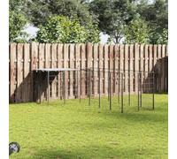 Chenil pour chien noir 8,47 m² en acier avec toit en polyéthylène imperméable, 330 x 330 x 110 cm, enclos extérieur pour chiot, porte verrouillable