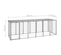 Chenil pour chien - YIN - 150786 - Dimensions 330x110x110 cm - Couleur argenté et gris argenté