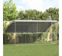 Chenil pour Chiens 2 pièces argenté en Acier galvanisé 4 x 2 x 2 m avec Toit système de Verrouillage extérieur Jardin abri Robuste Confortable
