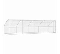 Chenil pour Chiens en Acier galvanisé argenté 8 x 2 x 2 m 4 pièces avec Toit en Maille sécurisé idéal extérieur Jardin Protection et Repos Durable