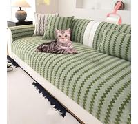 Chenille Art Corrugated Breathable Non-slip Couch Cover, Couch Covers for Dogs Washable Non-Slip Sofa Slipcover Chenille Covers for Pets Living Room Furniture Protector (Green,27.5*82.6in)