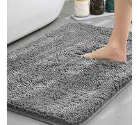 Chenille Bath Mat Super Absorbent Bathroom Rug with TPR Non-Slip Backing, Thick Soft Carpet for Shower Floor(Gray,50 * 80cm/19.7 * 31.5in)