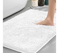 Chenille Bath Mat Super Absorbent Bathroom Rug with TPR Non-Slip Backing, Thick Soft Carpet for Shower Floor(White,50 * 80cm/19.7 * 31.5in)