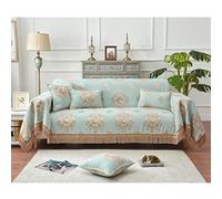 Chenille Canapé Jeter Couverture avec Glands, Jacquard Canapé Housse Couvre-lit, Grands Jets pour Canapé Canapé Chaise Lit Cadeau, Teal, 185x200cm