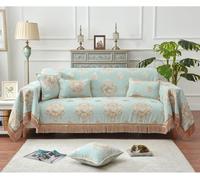 Chenille Canapé Jeter Couverture avec Glands, Jacquard Canapé Housse Couvre-lit, Grands Jets pour Canapé Canapé Chaise Lit Cadeau, Teal, 185x230cm