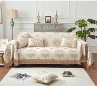 Chenille Canapé Jeter Couverture avec Glands, Jacquard Canapé Housse Couvre-lit, Grands Jets pour Canapé Canapé Chaise Lit Cadeau, Champagne, 185x260cm