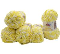 Chenille Himalaya Dolphin Baby Colours Lot de 5 pelotes de laine à tricoter Multicolore 500 g de laine super bulky (jaune blanc 80426)