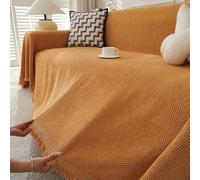 Chenille Housse de Canapé 1/2/3/4/5 Places Serviette de Canapé Anti-Poussière Chien Chat Dessus de Lit Couverture Protège canapé Chien Chat(Orange,230x340cm)