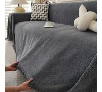 Chenille Housse de Canapé 1/2/3/4/5 Places Serviette de Canapé Anti-Poussière Chien Chat Dessus de Lit Couverture Protège canapé Chien Chat(Dark Grey,230x130cm)