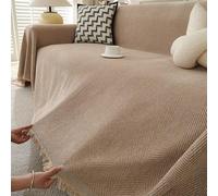 Chenille Housse de Canapé 1/2/3/4/5 Places Serviette de Canapé Anti-Poussière Chien Chat Dessus de Lit Couverture Protège canapé Chien Chat(Khaki,230x340cm)